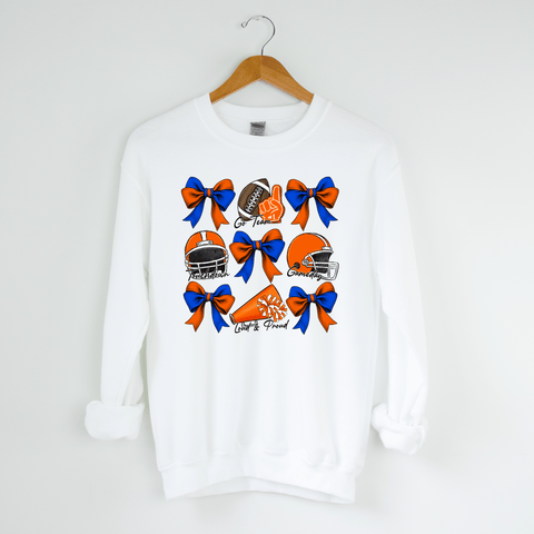 Football Bow Collage White Gildan Sweatshirt