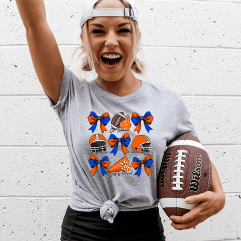 Football Bow Collage - Gray