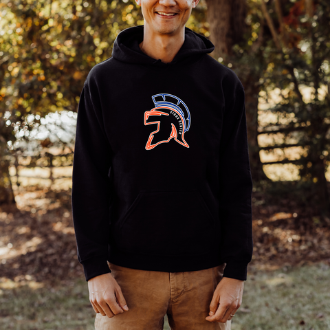 Helmet Outline Black Gildan Hoodie