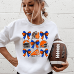 Football Bow Collage White Gildan Sweatshirt