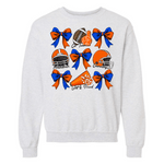Football Bow Collage Ash Gray Gildan Sweatshirt