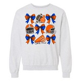 Football Bow Collage Ash Gray Gildan Sweatshirt