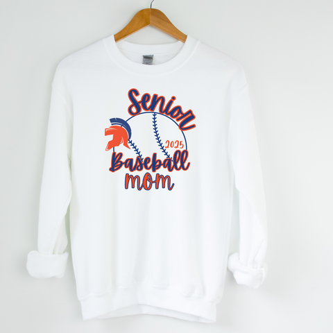 SENIOR MOM BASEBALL SWEATSHIRT WHITE
