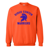 Orange Classic Warriors with Royal Print Gildan Crew Sweatshirt
