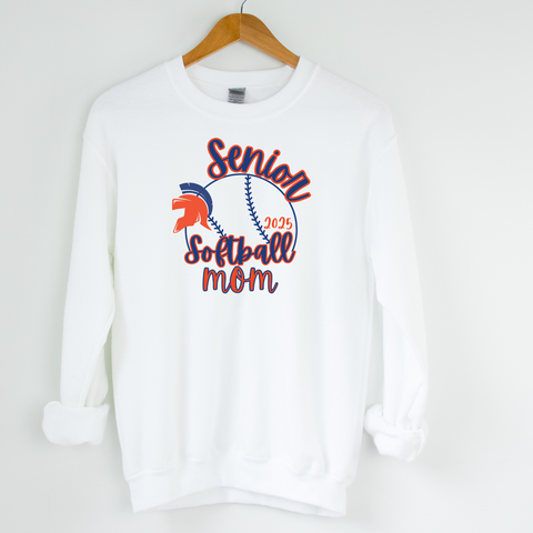 SENIOR MOM SOFTBALL SWEATSHIRT WHITE