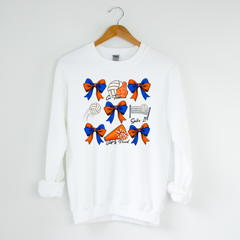 Volleyball Bow Collage White Gildan Sweatshirt