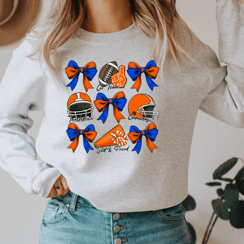 Football Bow Collage Ash Gray Gildan Sweatshirt