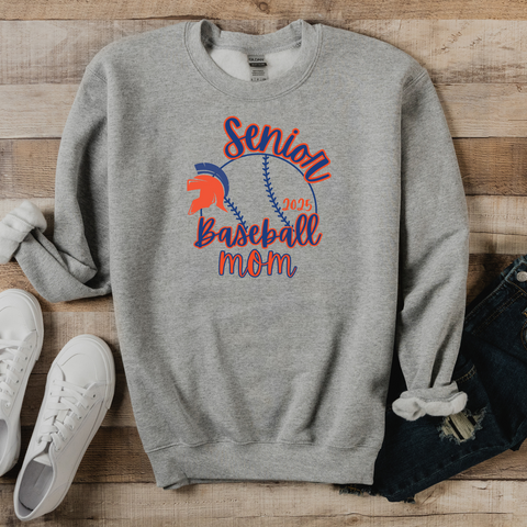 SENIOR MOM BASEBALL SWEATSHIRT GRAY