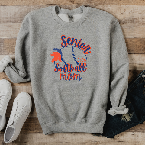 SENIOR MOM SOFTBALL SWEATSHIRT GRAY