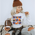 Football Bow Collage Ash Gray Gildan Sweatshirt