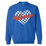 Checkered Heart Royal Sweatshirt Toddler, Youth and Adult