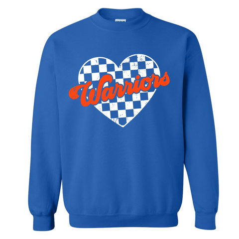 Checkered Heart Royal Sweatshirt Toddler, Youth and Adult