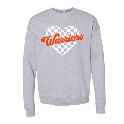 Checkered Heart Bella + Canvas Gray Sweatshirt