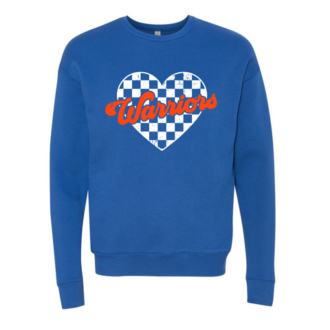 Checkered Heart Bella + Canvas Royal Adult Sweatshirt
