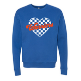 Checkered Heart Bella + Canvas Royal Adult Sweatshirt