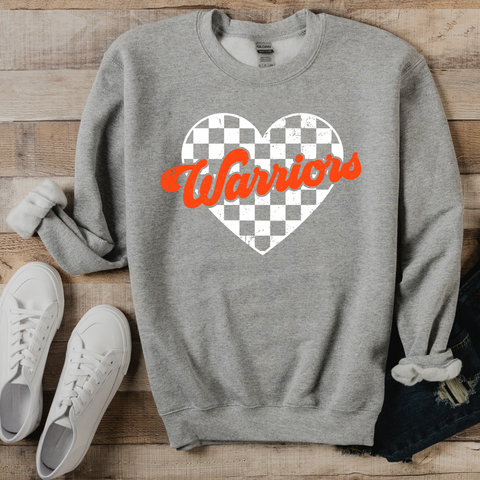 Checkered Heart Gray Sweatshirt Toddler, Youth and Adult