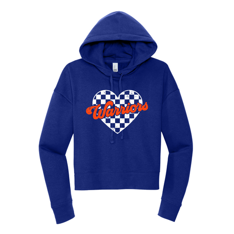 Women’s District Fleece Crop Hoodie Checkered Heart DT6101