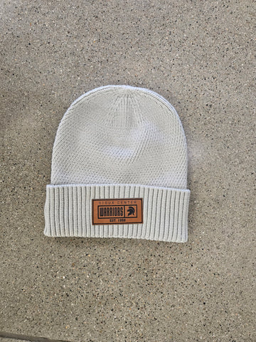 LEATHER PATCH BEANIE HAT