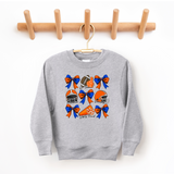 Football Bow Collage Ash Gray Gildan Sweatshirt