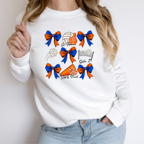 Volleyball Bow Collage White Bella Canvas Sweatshirt