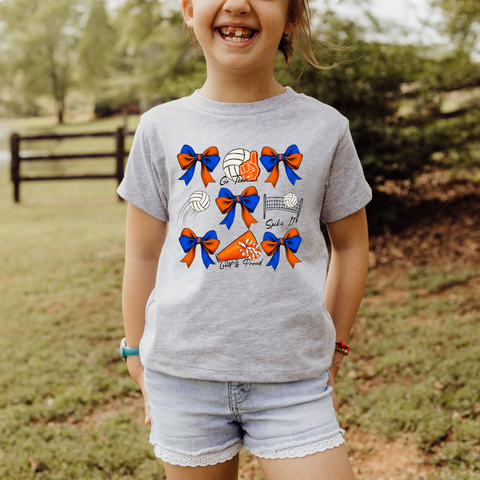 Volleyball Bow Collage Gray Tee