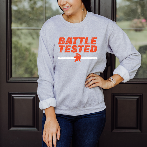 BATTLE TESTED GRAY GILDAN CREW SWEATSHIRT