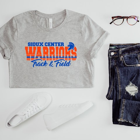 WARRIORS TRACK AND FIELD GRAY BELLA + CANVAS TEE