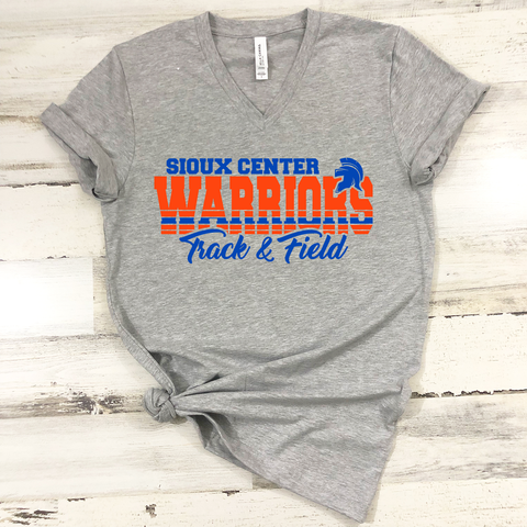 WARRIORS TRACK AND FIELD VNECK - GRAY
