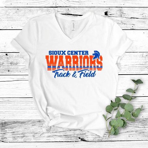 WARRIORS TRACK AND FIELD VNECK - WHITE